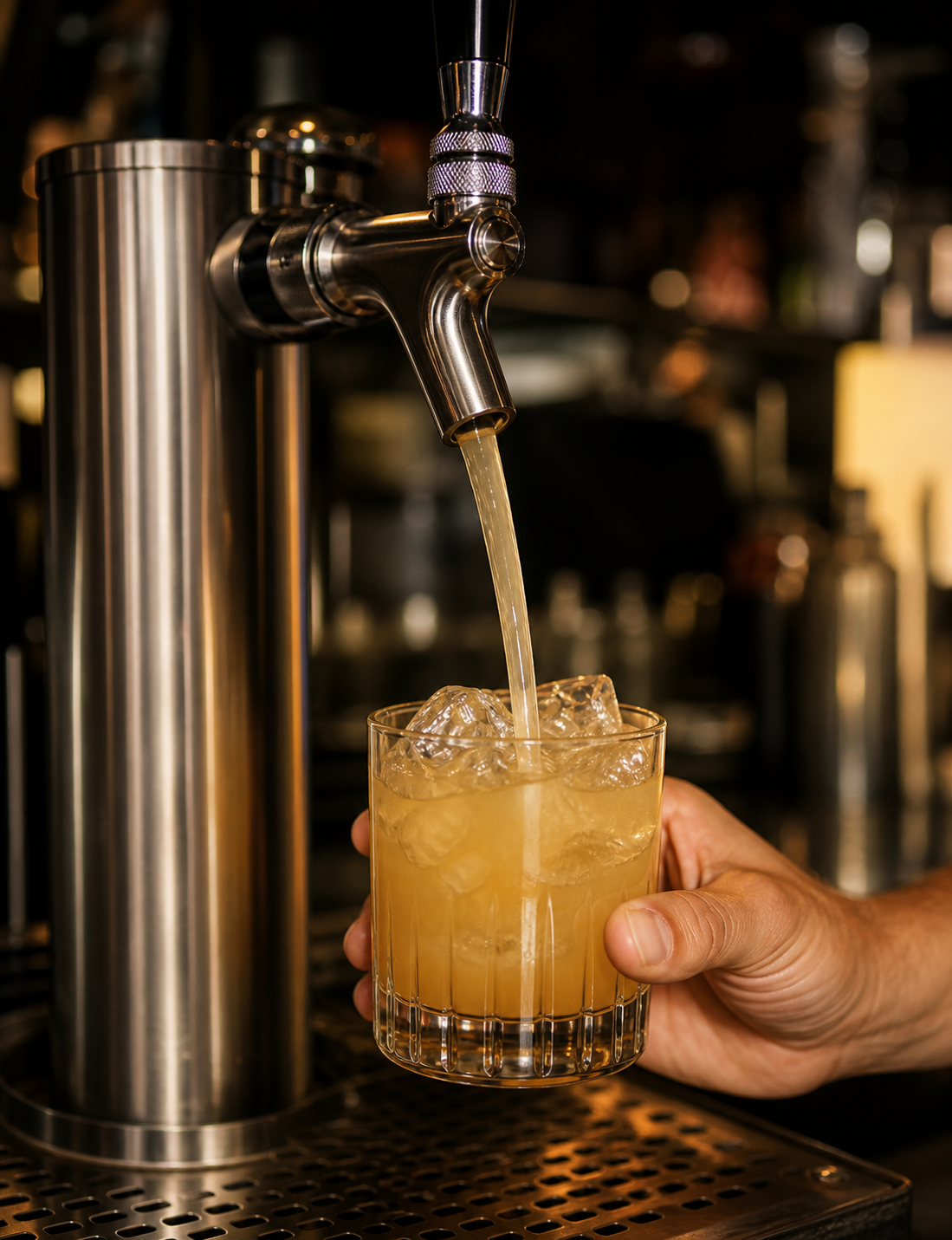 Cocktail a ser servido de um tap num bar